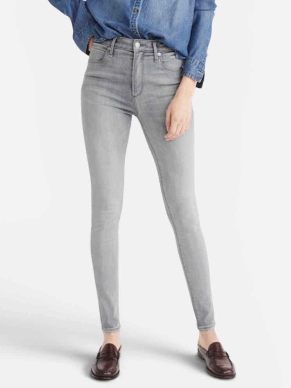 EUC Abercrombie & Fitch Simone High Rise Super Skinny Jeans Grey Wash Size 28